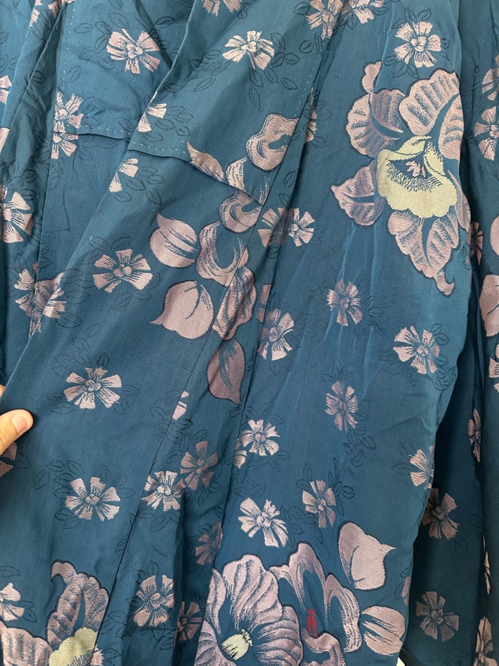 Floral Kimono Robe in Navy and Pink - Picture 5 of 6